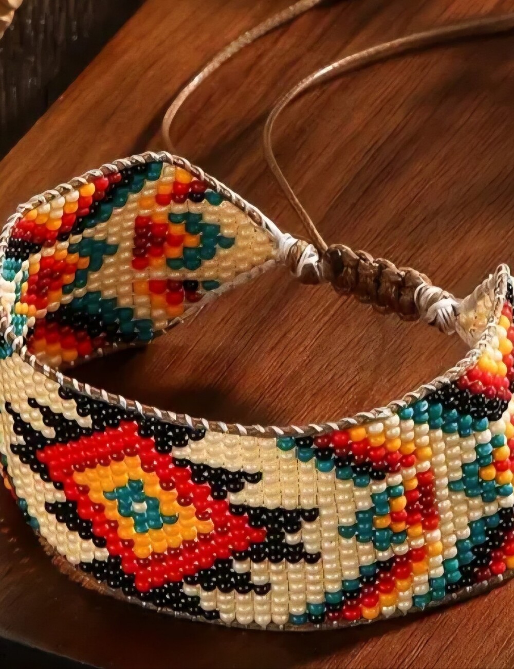 NEW SUNDANCE "GODS RAINBOW" Leather & Glass Beads BRACELET - Picture 3 of 3